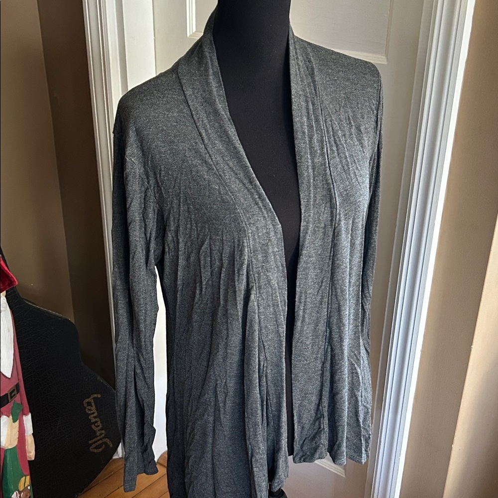Elegant Charcoal Open Front Cardigan